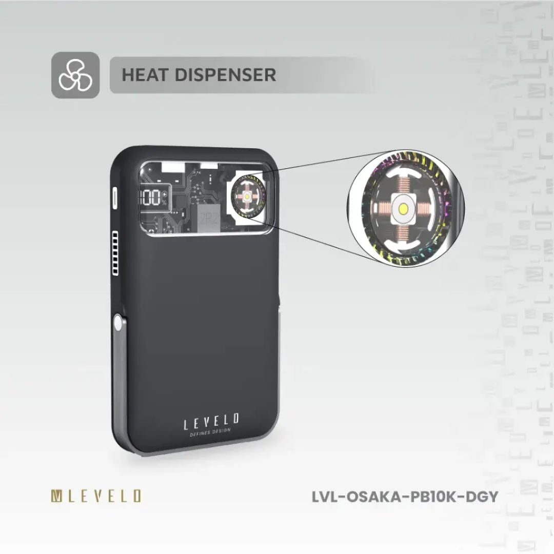 Levelo Osaka Portable 10000mAh Power Bank, Dark Grey
