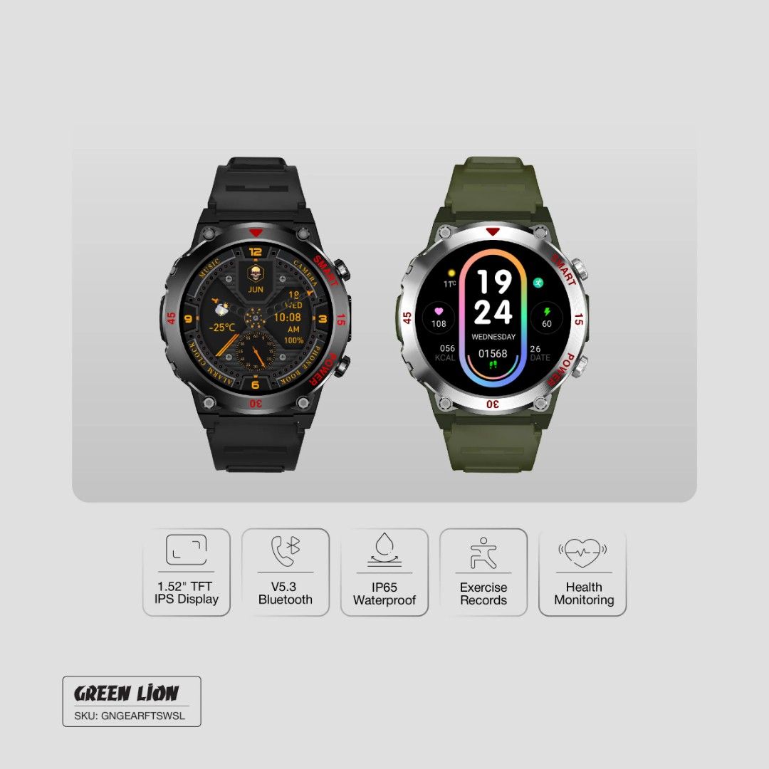 Green Lion Gear Fit Smart Watch, Silver
