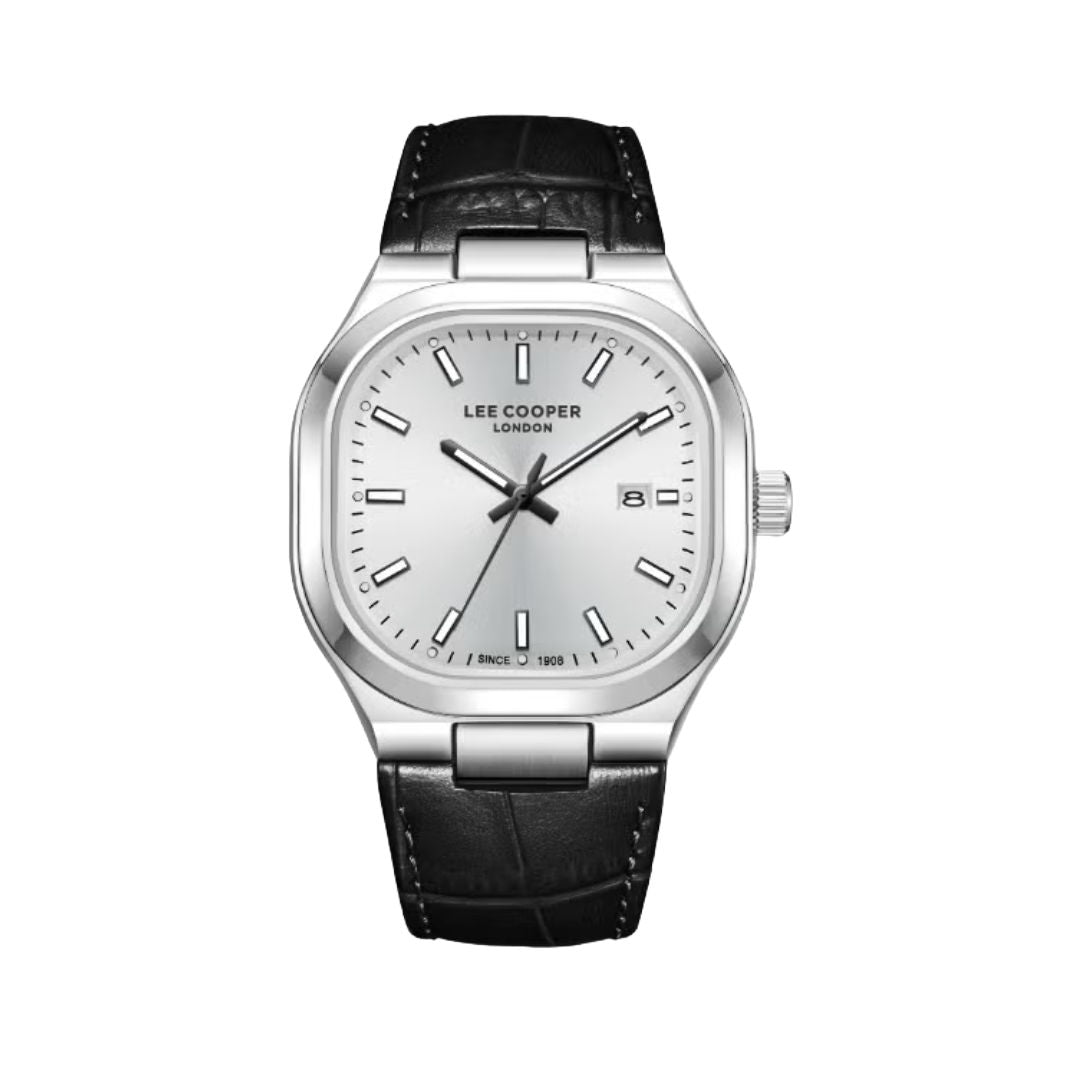 Lee Cooper Men's Analog Silver Dial Leather Band Watch, LC08179 Series