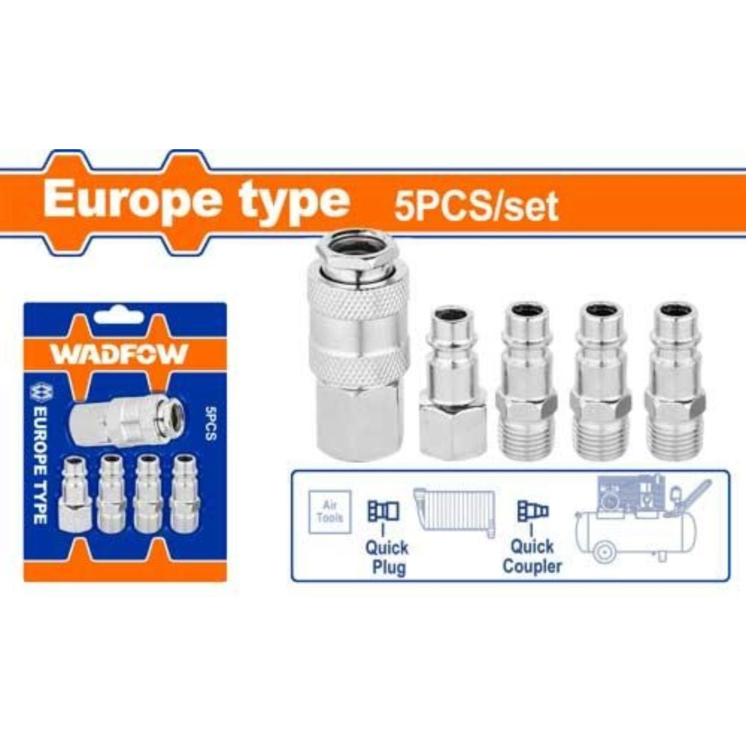 WADFOW 5 Pieces Quick Coupler Set, Europe Type 1/4"