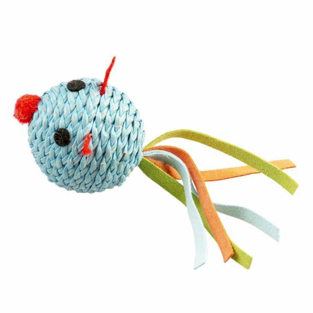 Duvo+ Jolly Blue Ball Mouse Cat Toy, Blue, 13x4.5x5cm