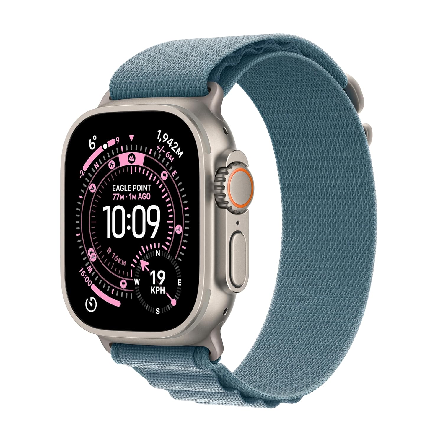Apple Watch Ultra 3 GPS + Cellular 49mm Natural Titanium Case with Light Blue Alpine Loop, Medium
