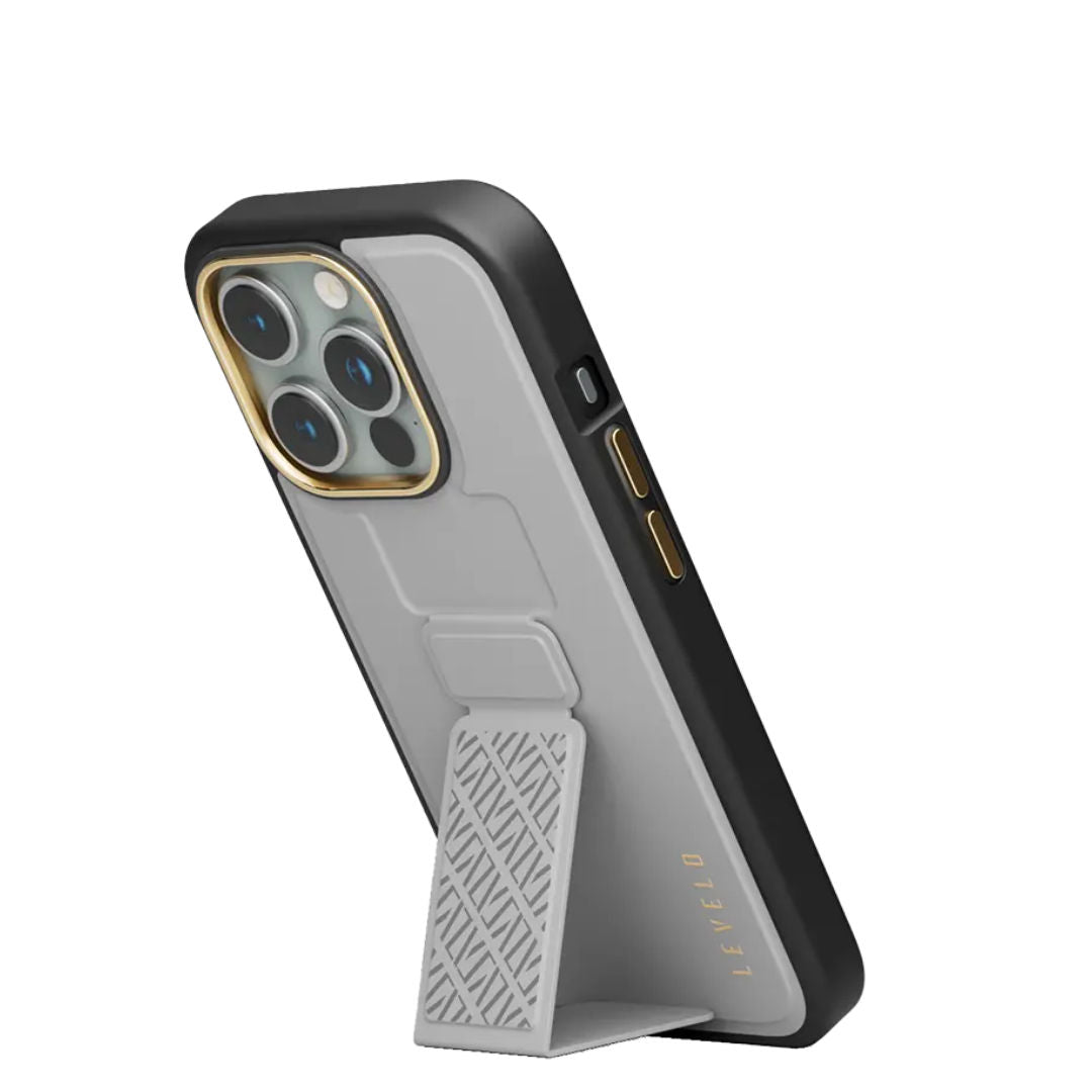 Levelo Morphix Cuero Gripstand Case For iPhone, 15 Pro