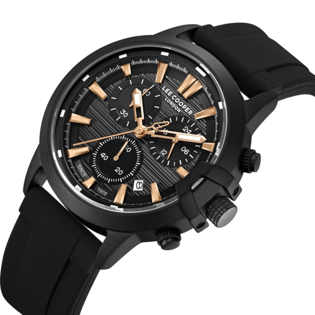 Lee Cooper Men's Multifunction Black Case Watch, LC08267.651