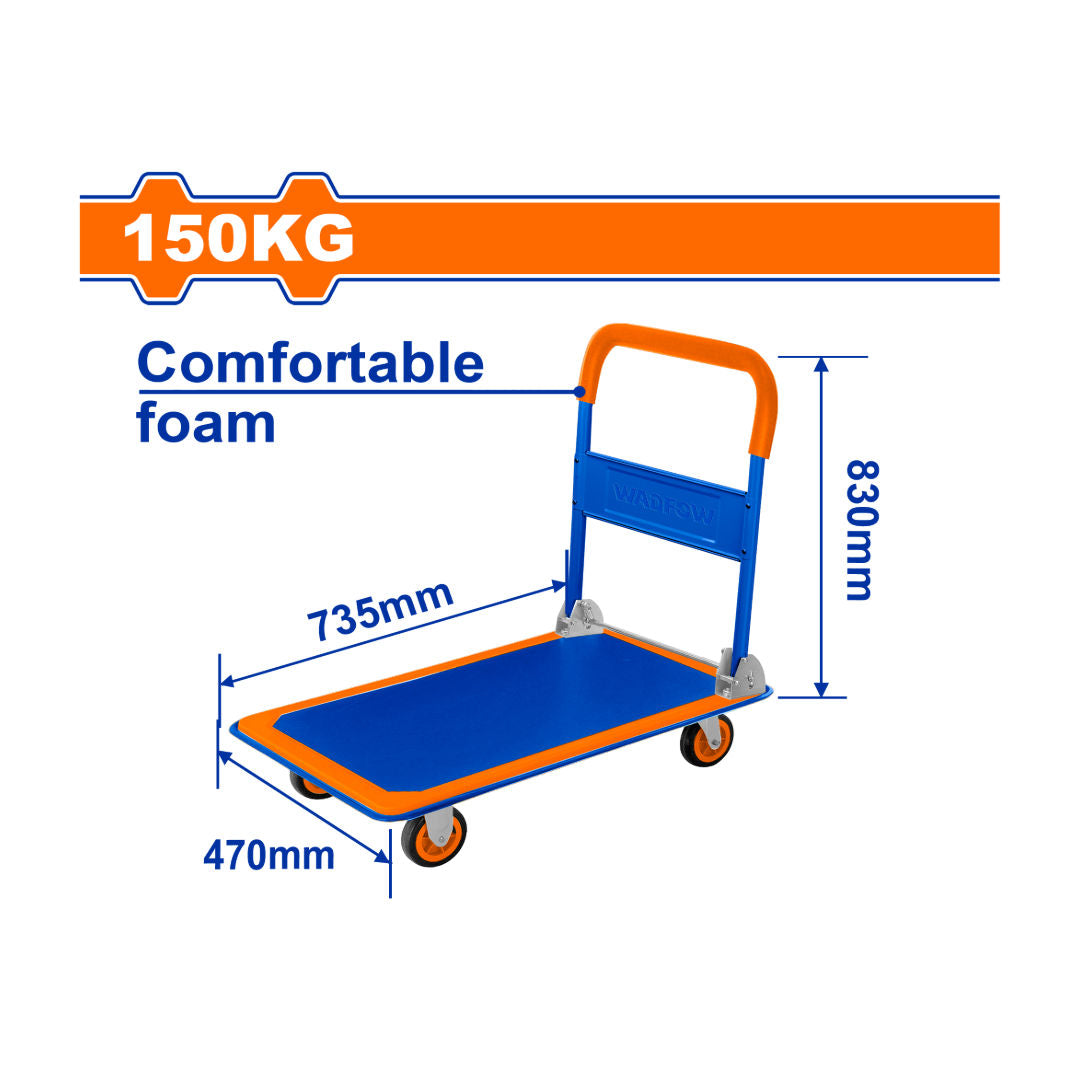 عربة يدوية قابلة للطي من WADFOW، مقبض فولاذي مع قبضة مريحة من الإسفنج