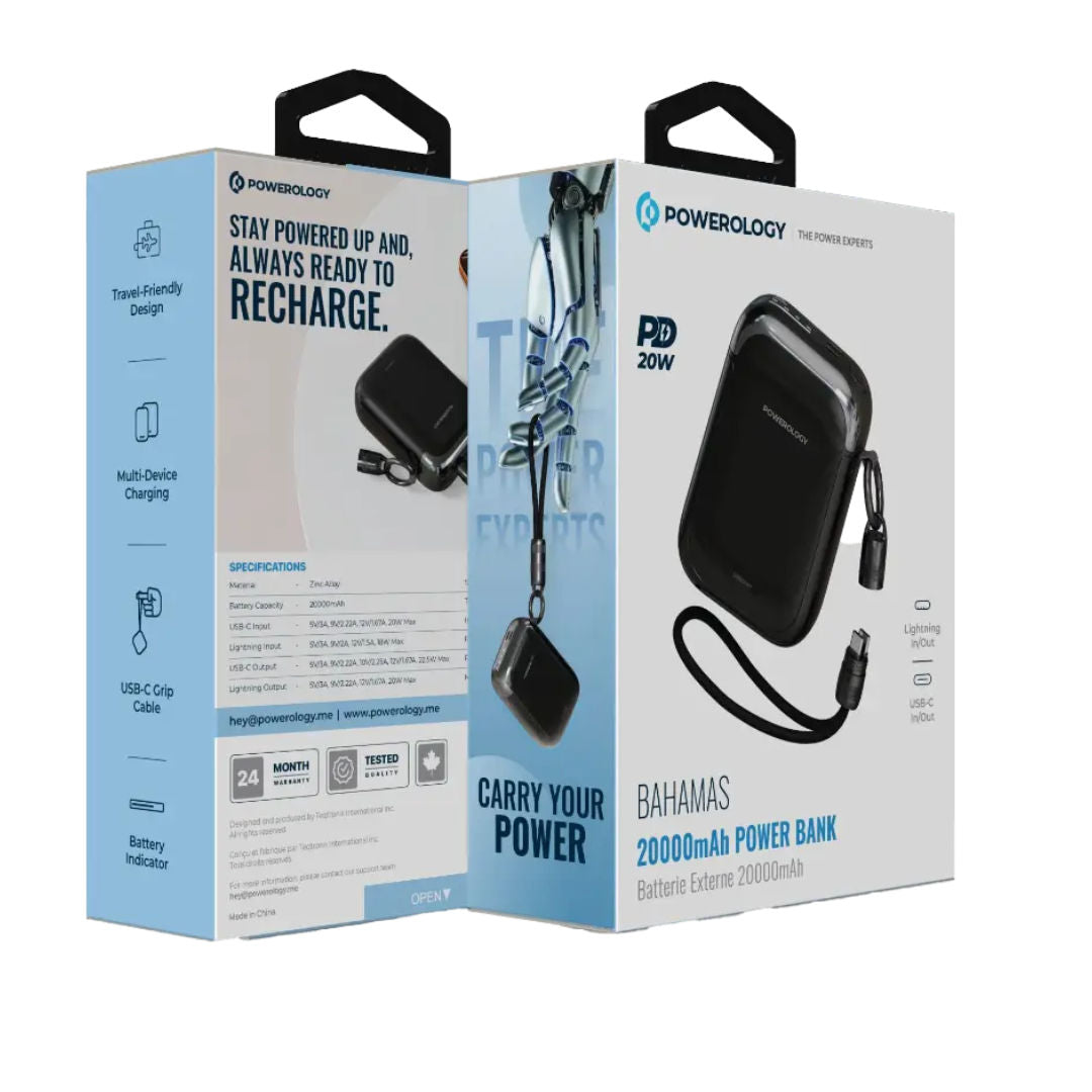 Powerology Bahamas 20000mAh with PD22.5W Type C & 20W Lightning Input and Output