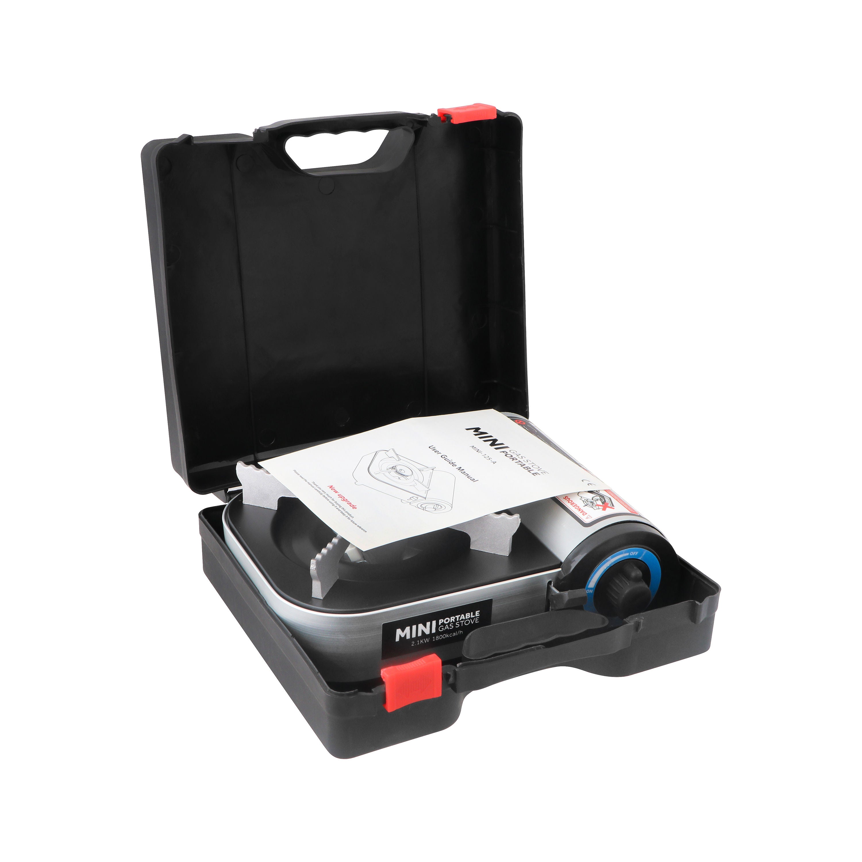 Mini Portable Single-Burner Butane Gas Stove with Hard Carrying Case, 2.1kW Camping & Outdoor Cooker