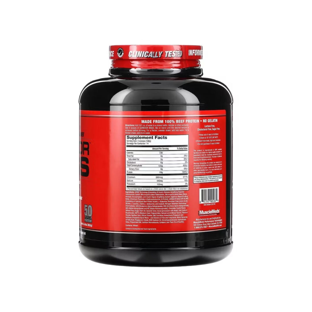 MuscleMeds Carnivor Mass Anabolic Beef Protein Gainer, Cookies & Cream Flavor, 5.8 lbs