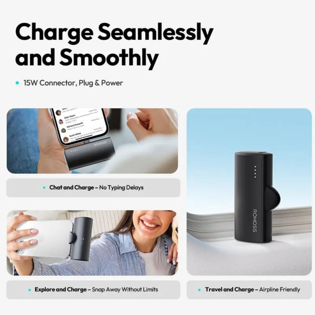 Romoss PPC05 5000mAh 15W Fast Charging Powerbank, Black