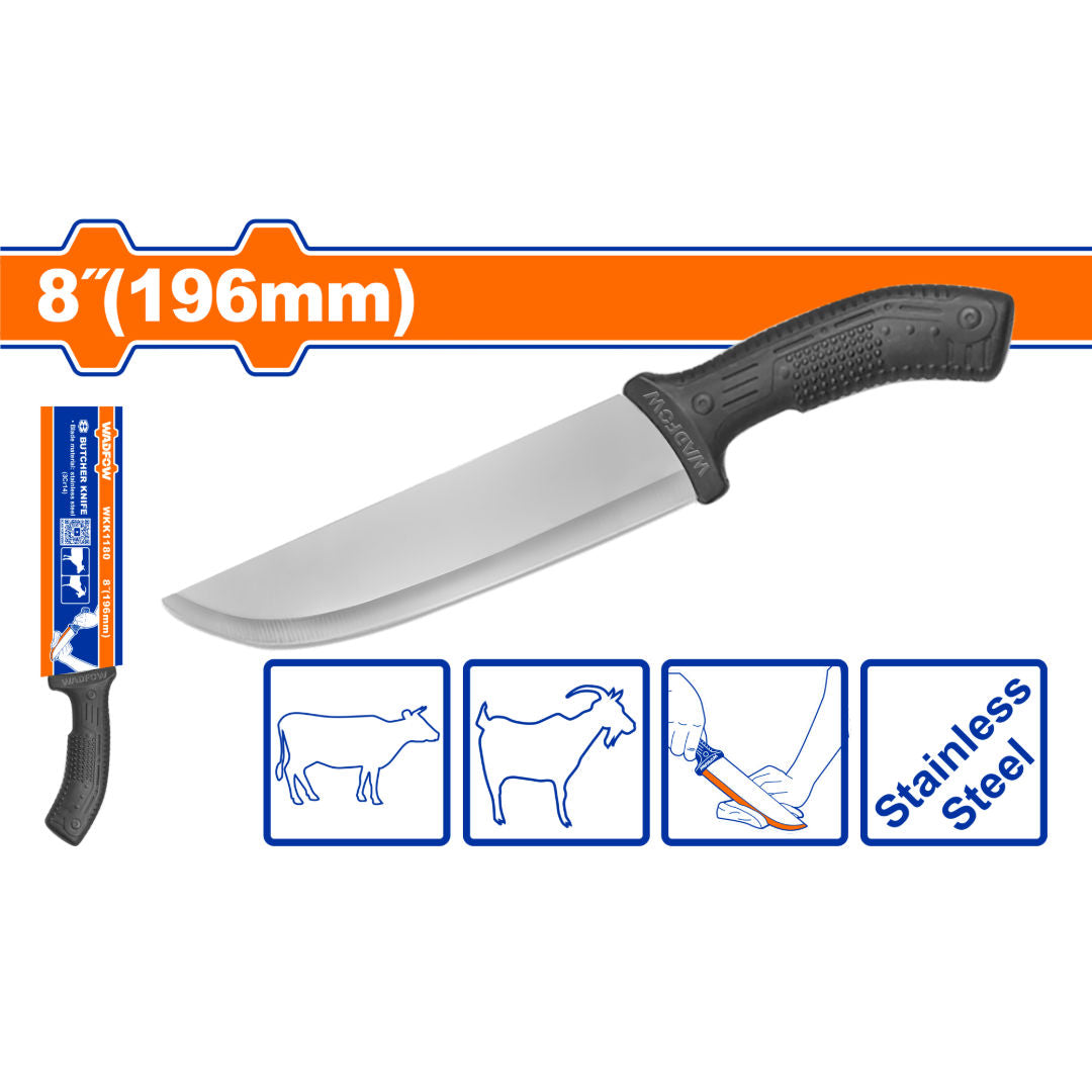 WADFOW Butcher Knife, Stainless Steel (3Cr14) Blade with PP Handle