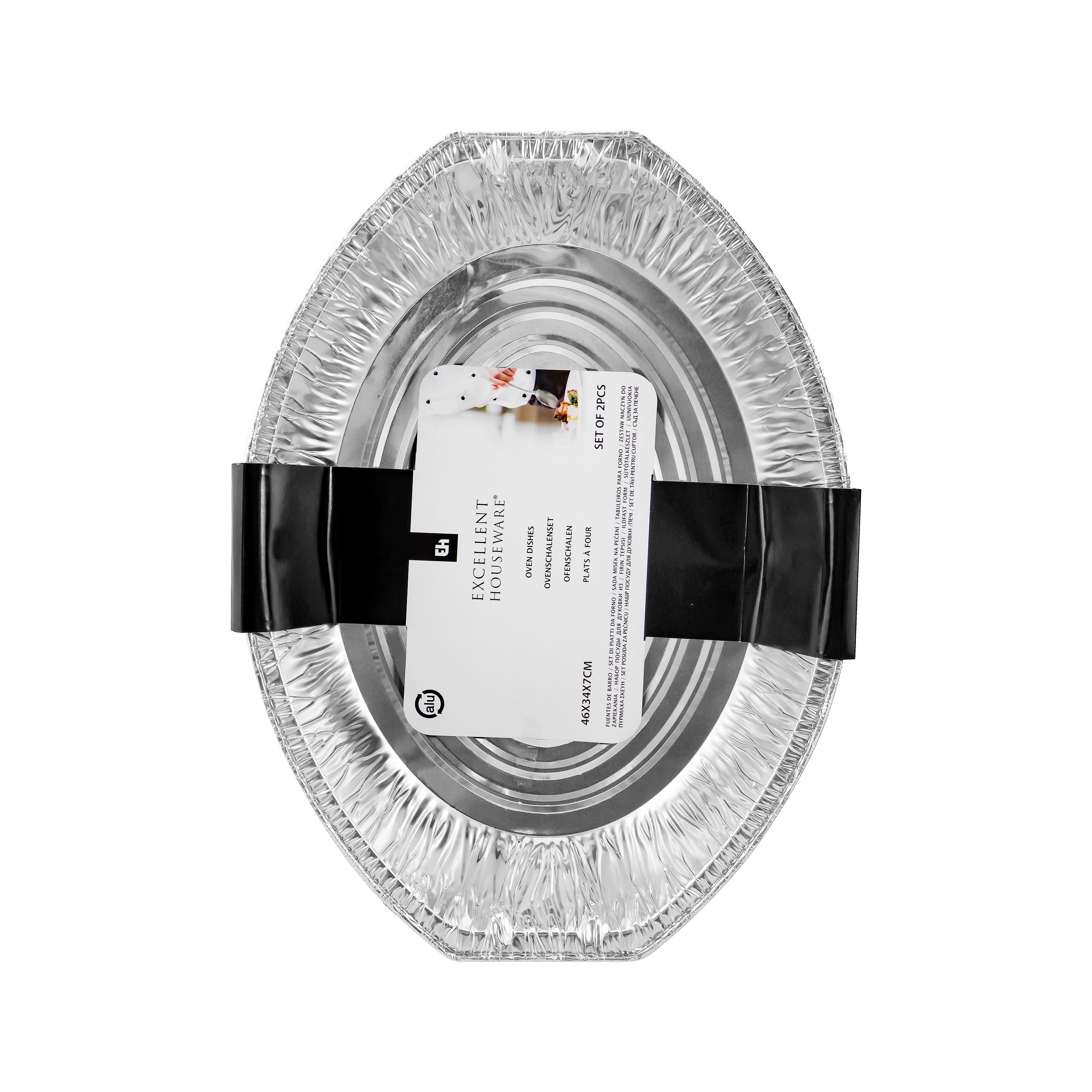 Oven Oval Baking and Roasting Trays Set of 2, 46x34x7.5cm