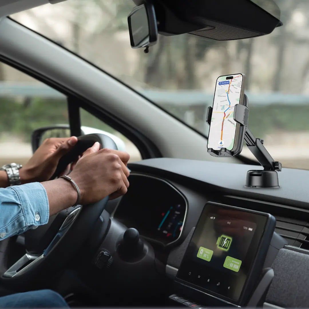 Powerology Raven Auto-Clamping Car Phone Mount, 360° Rotation, Black