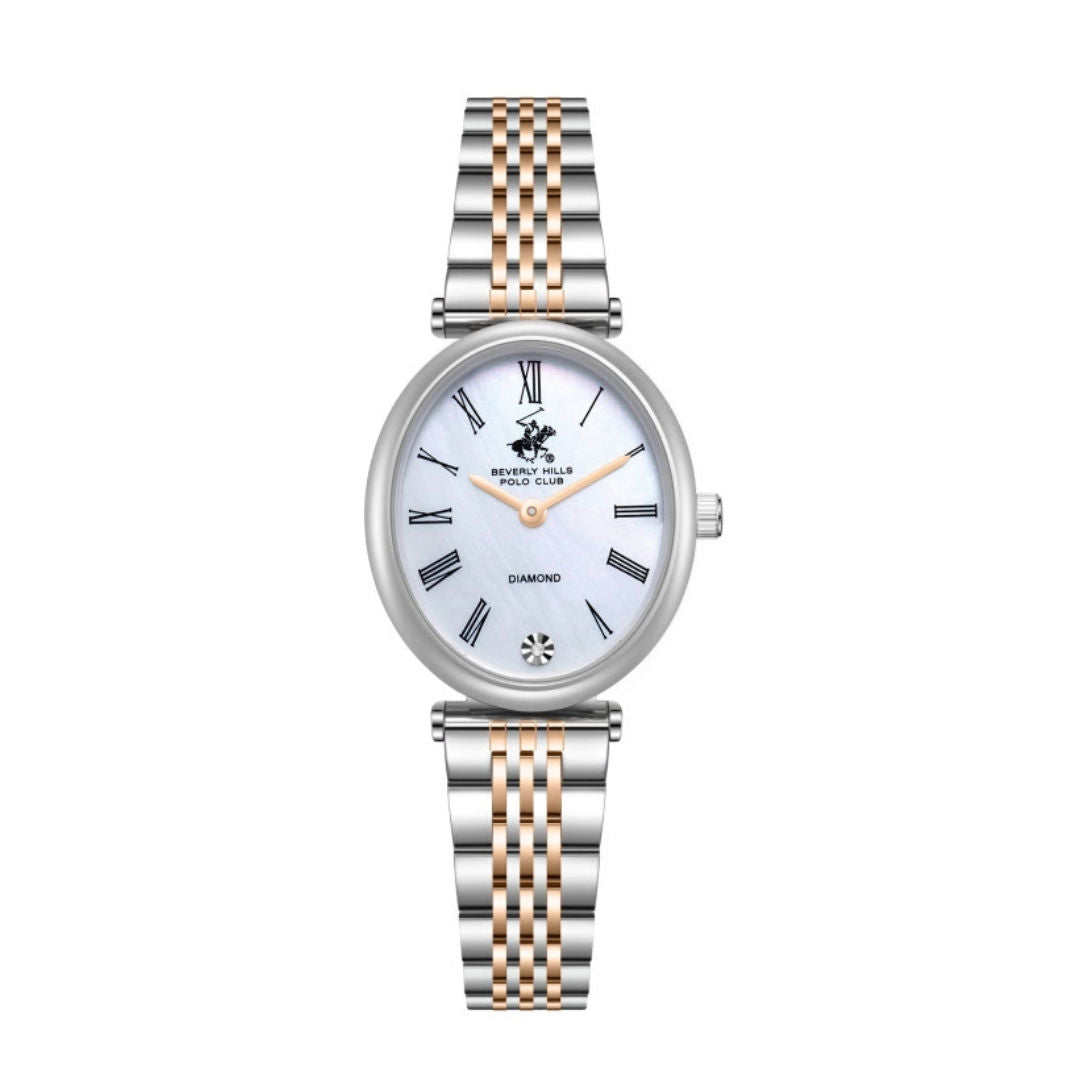 Beverly Hills Polo Club Women's Analog Mother of Pearl Dial Watch, Rose Gold Stainless Steel Case & Bracelet, BP3872X.520