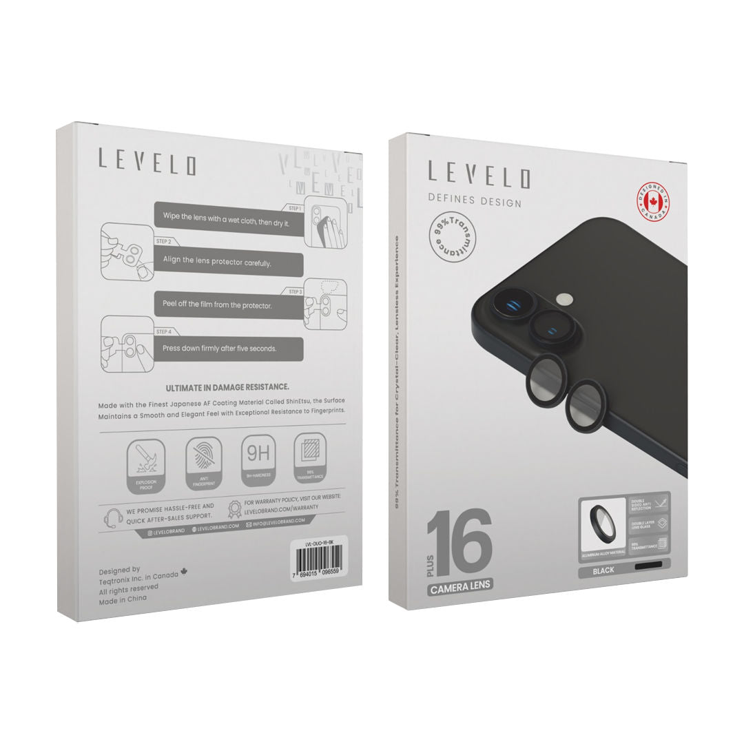 Levelo Duo Camera Lens Protector For iPhone 16 & 16 Plus