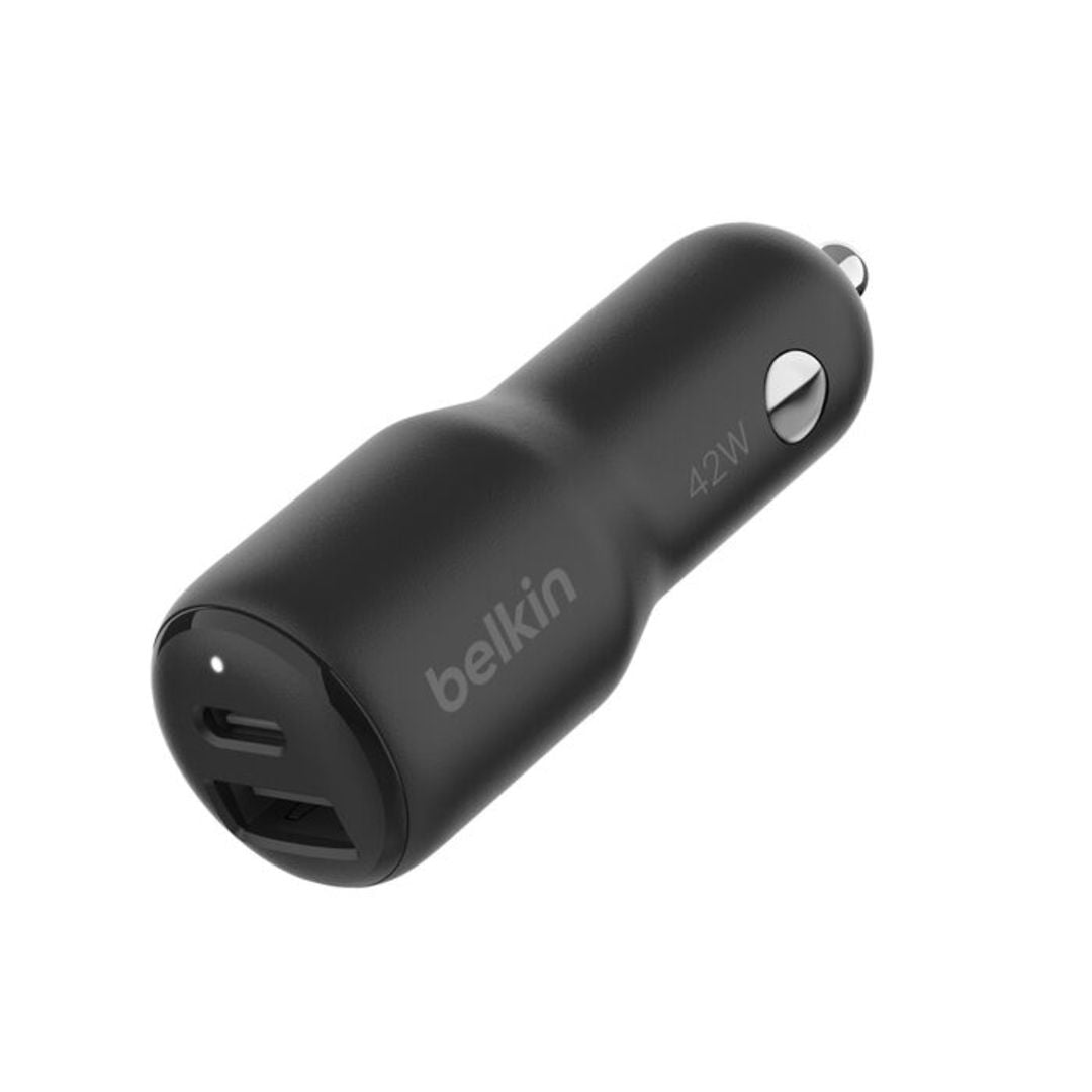 Belkin Boost Charge™ 42W Dual Car Charger, 30W USB-C and 12W USB-A, Black