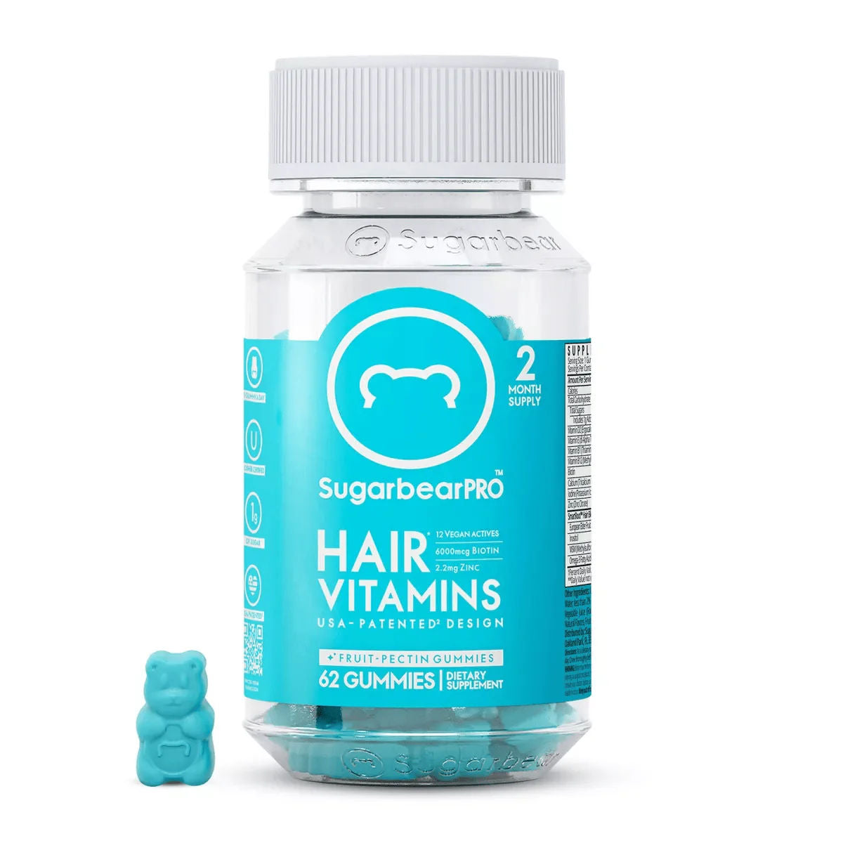 SugarbearPro Hair Vitamins Supplement, 62 Gummies