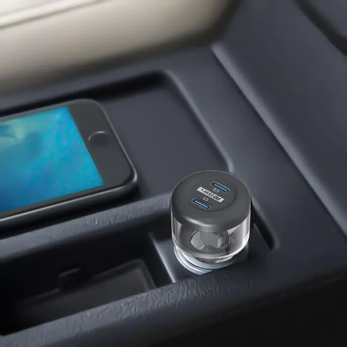 Powerology Crystalline Series Car Charger PD 35W, Transparent/Gray