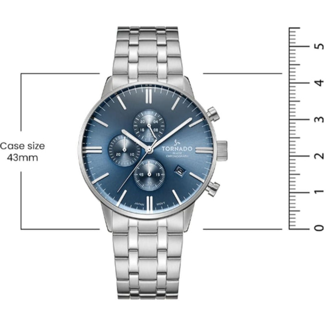 TORNADO Celestia Elite Men's Japanese Quartz Chronograph Stainless Steel Watch
