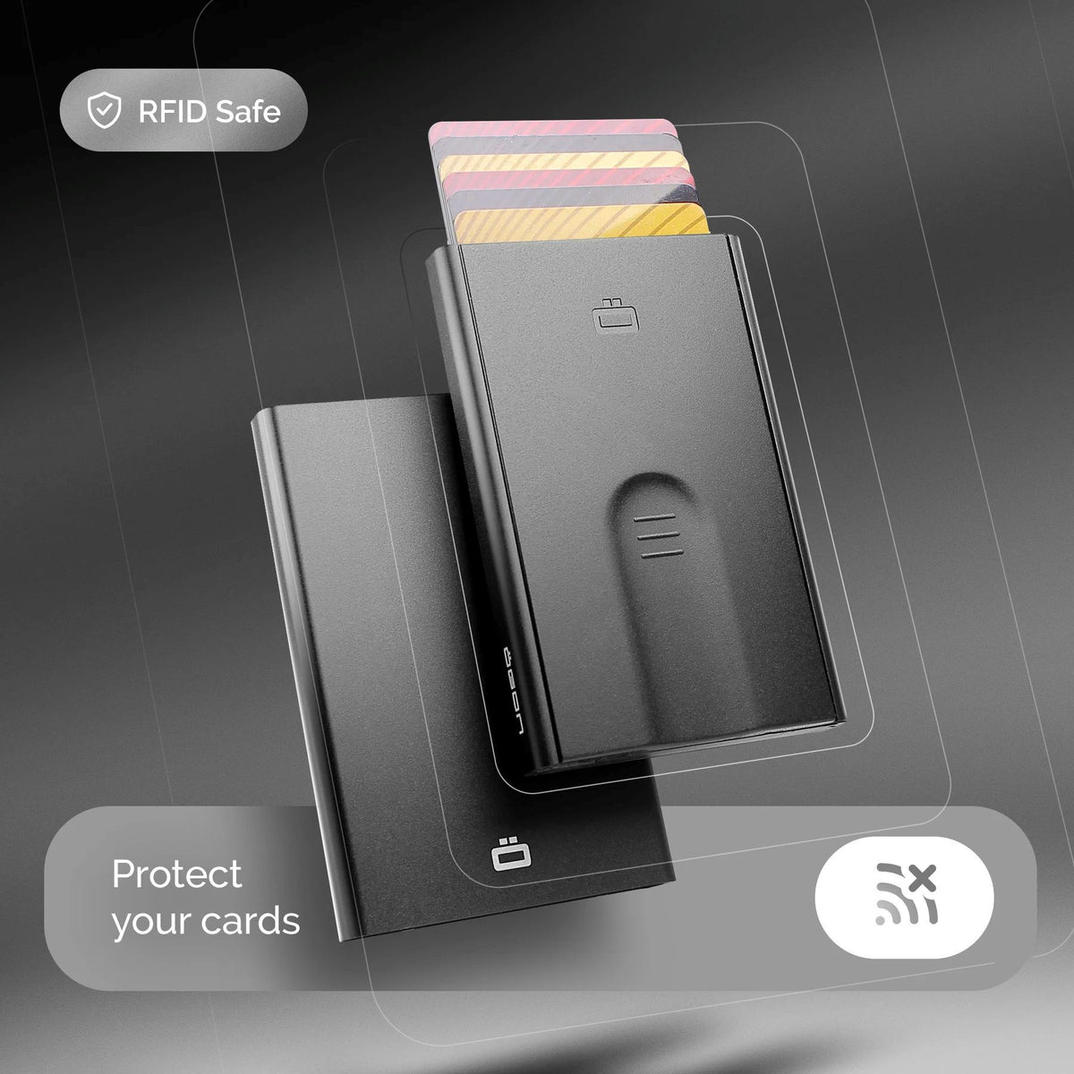 Ogon Automatic Slider Card Holder, Black