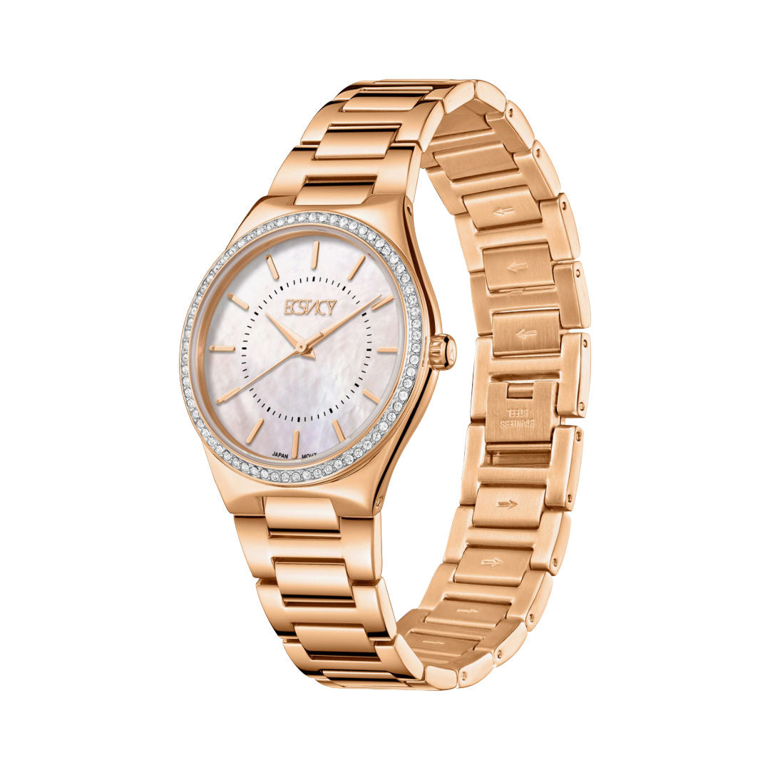 Ecstacy Women's Analog Rose Gold Dial Watch, E23507-RBKMK Series
