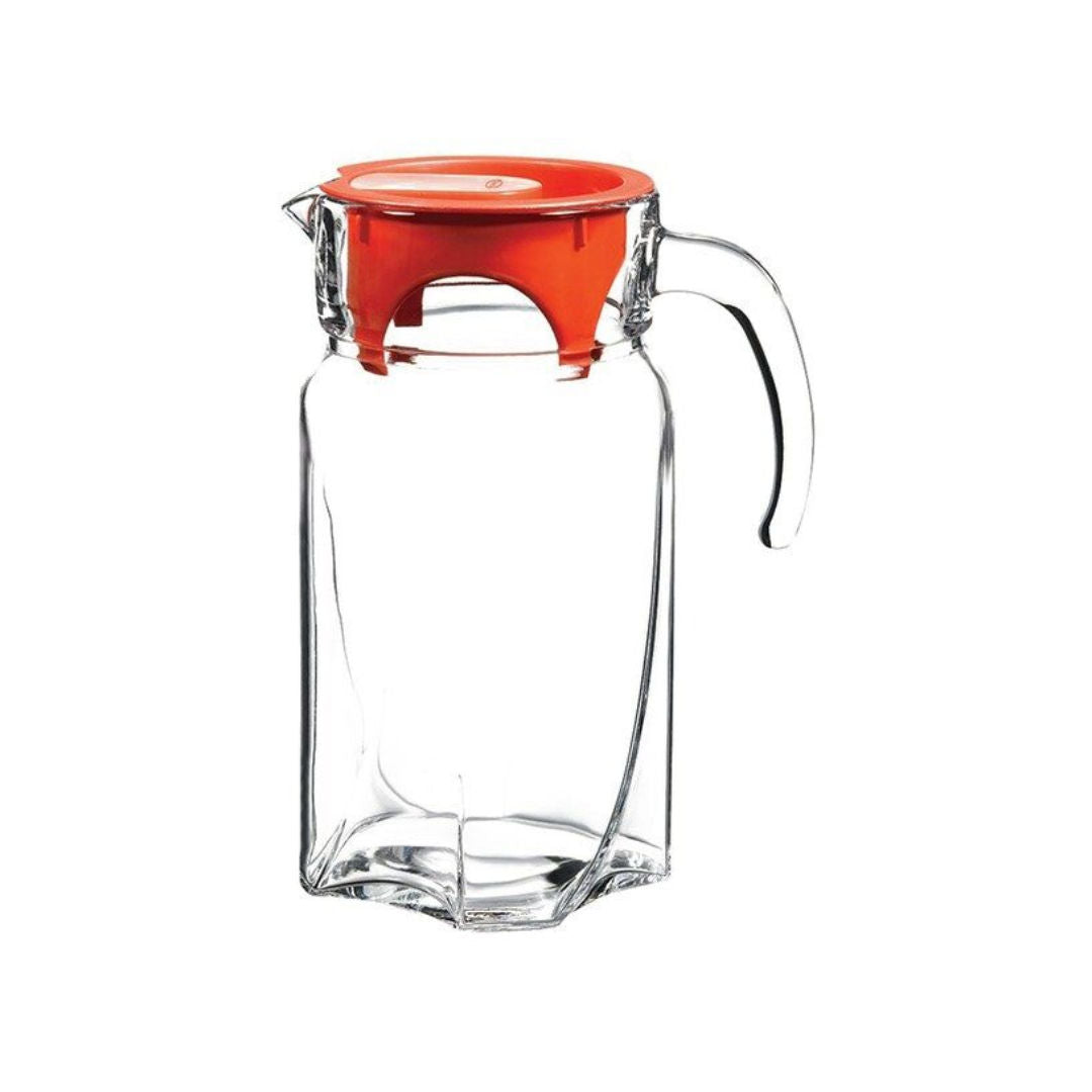 Pasabahce Luna Glass Jug with Red Cover, 1.75 Liters