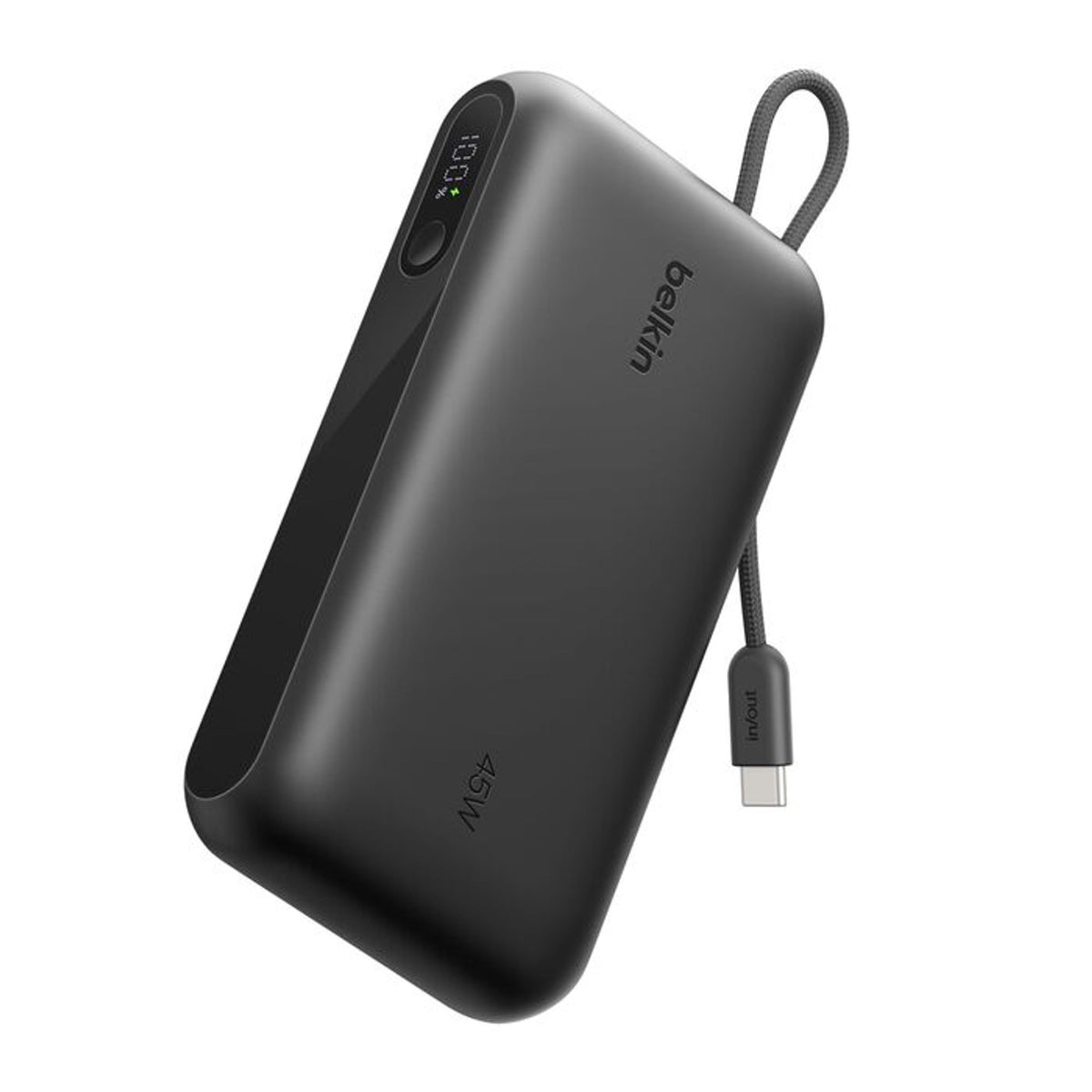 Belkin Boost Charge™ Power Bank, 20K, 45W, Integrated USB-C Cable, Black