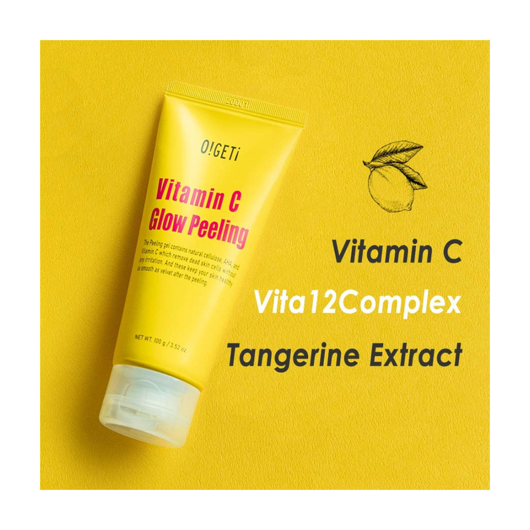 O!GETi VitaminC Glow Peeling Gel, Brightening Exfoliating Gel, 100gm