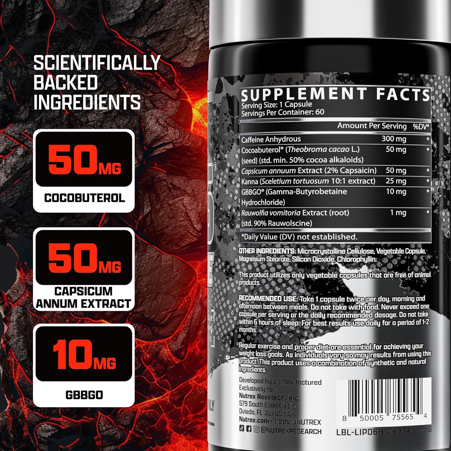Nutrex Research Lipo-6 Hardcore, 60 Capsules Maximum Thermogenic Fat Burner