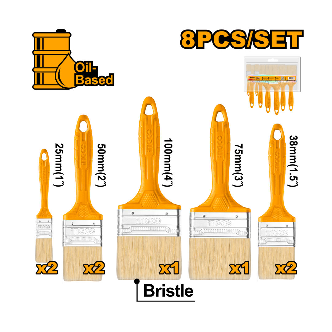 INGCO 8 Pieces Paint Brush Set