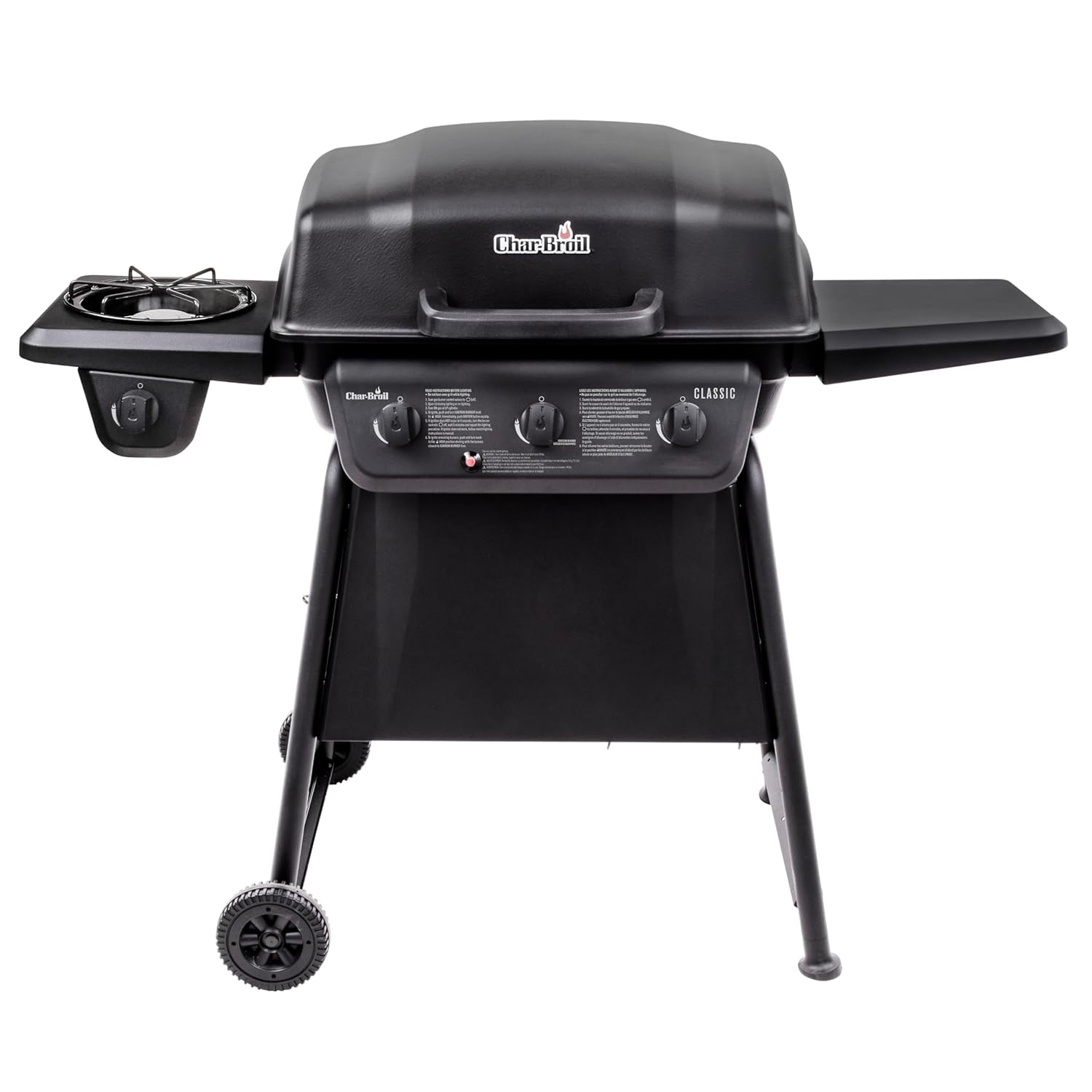 Char-Broil Classic 3-Burner Gas Grill, Propane BBQ With Side Shelves