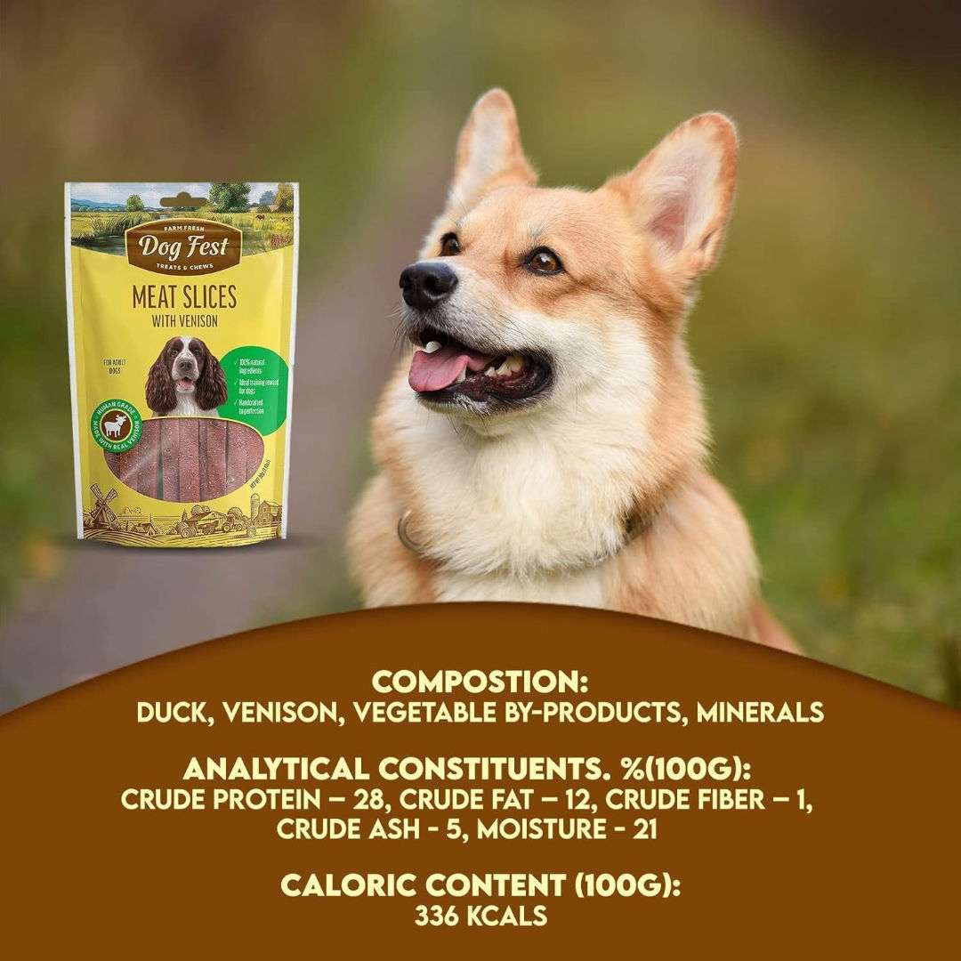 Dog Fest Slices With Venison For Adult Dogs, 90gm