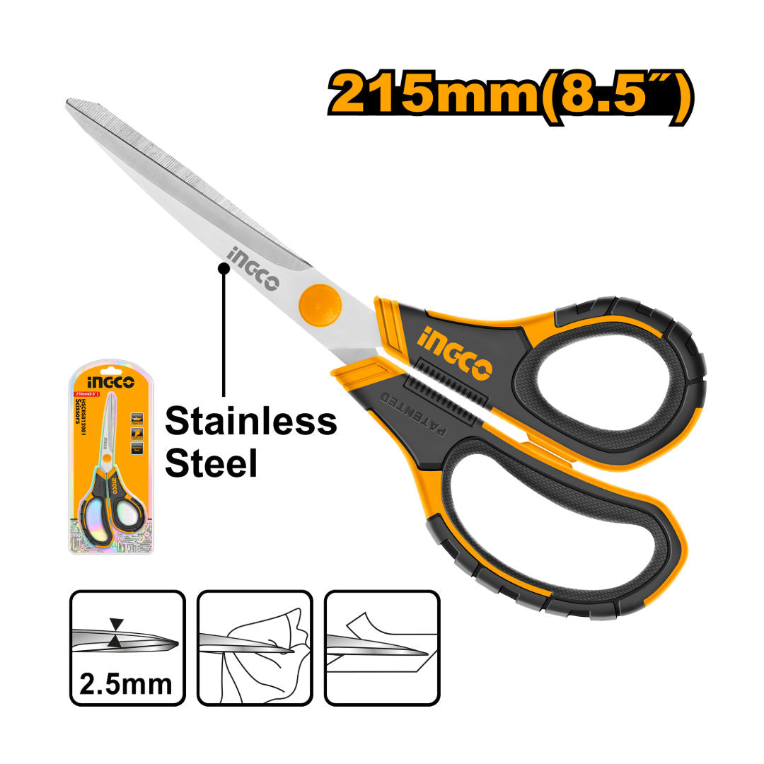 INGCO Scissors, Stainless Steel, 2.5mm Thick Blade