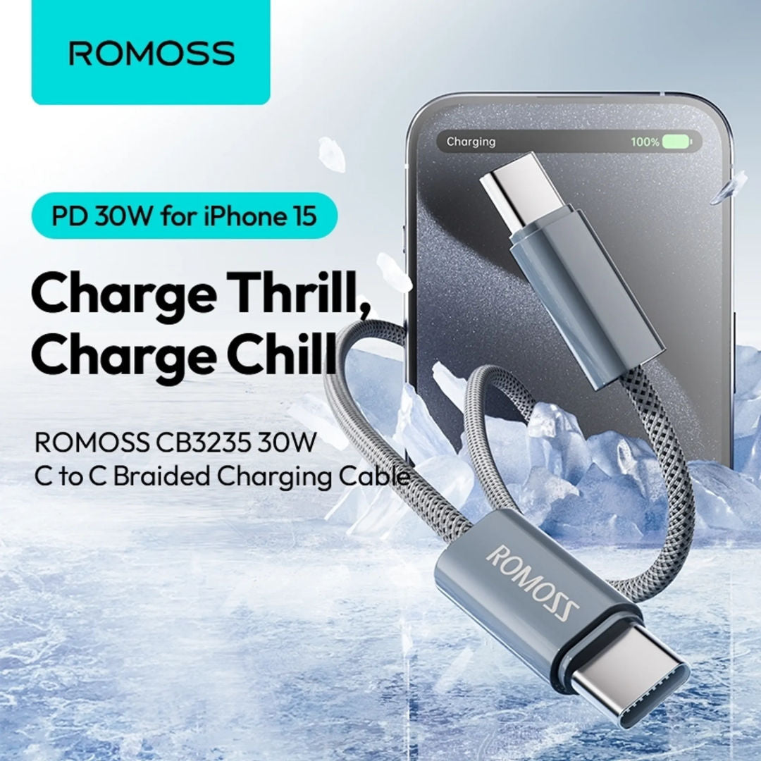Romoss Type-C To Type-C Cable, 60W, 3A, 1M, CB3235