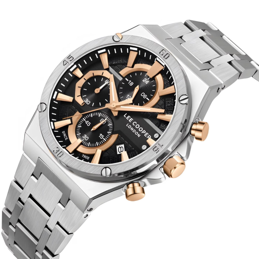 Lee Cooper Men's MultiFunction Silver Metal Band Watch, LC08171 Series