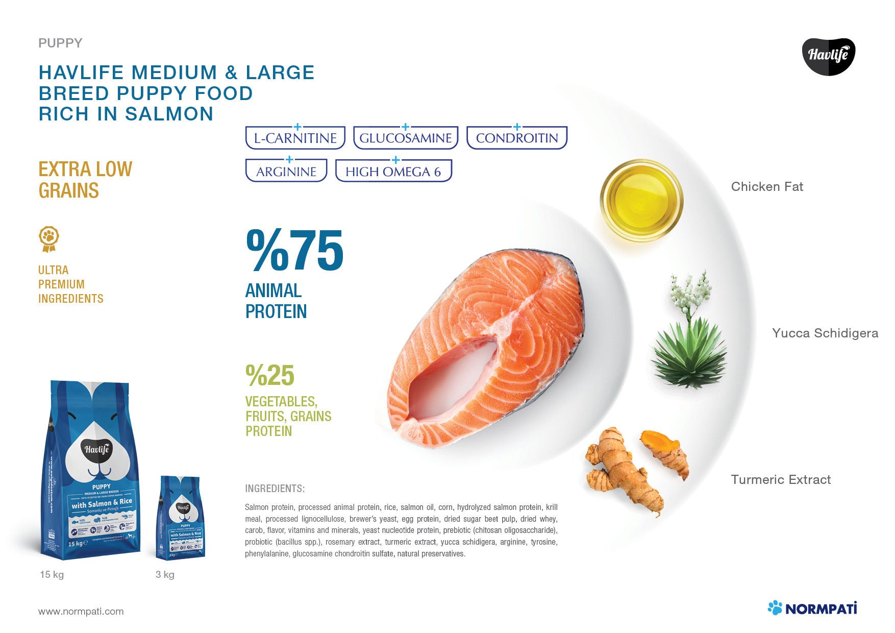 Havlife Premium Salmon & Rice Puppy Food for Medium & Large Breeds, High Protein, Strong Immunity & Healthy Coat, 100% Balanced Nutrition