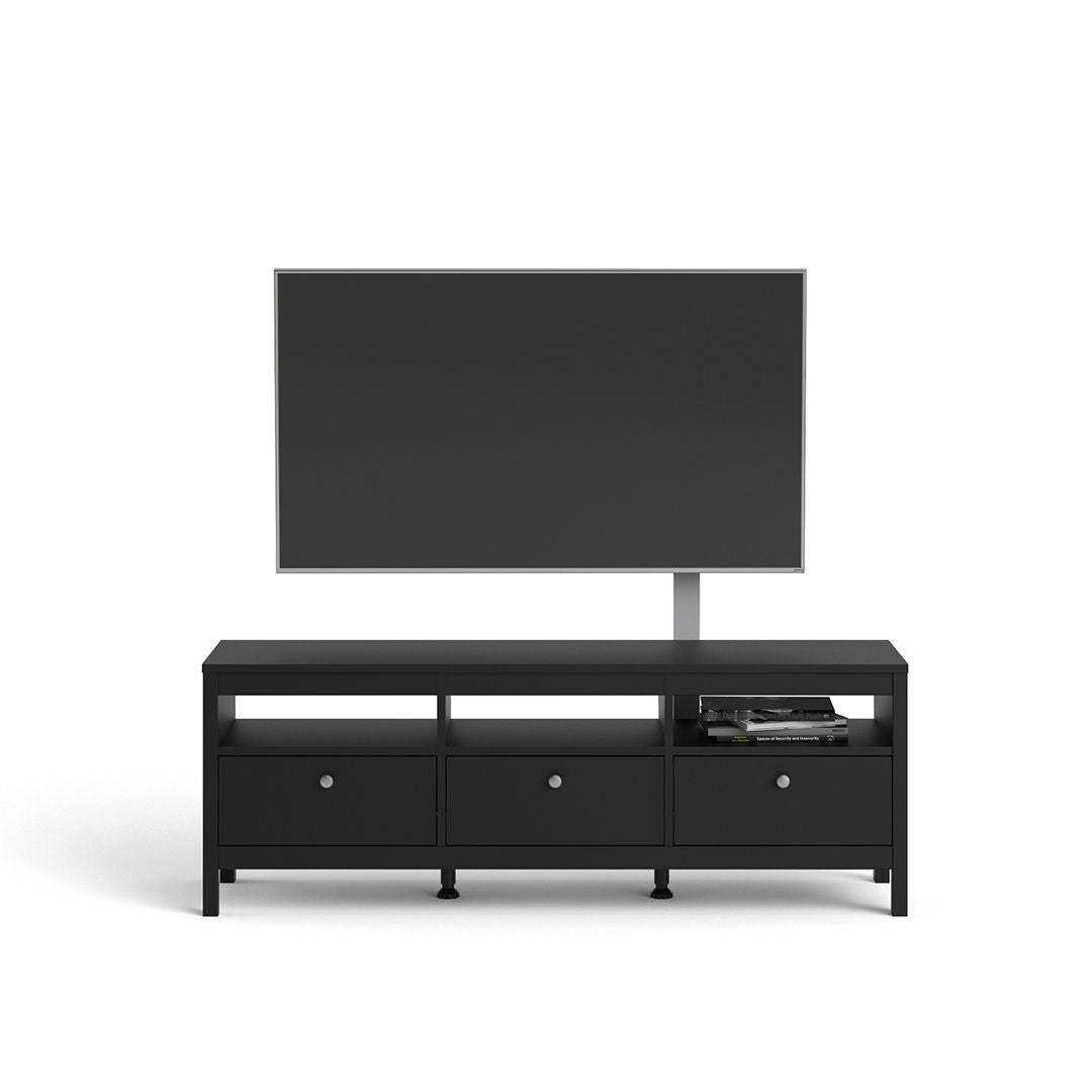 Madrid TV Unit, 3 Drawers, Matt Black