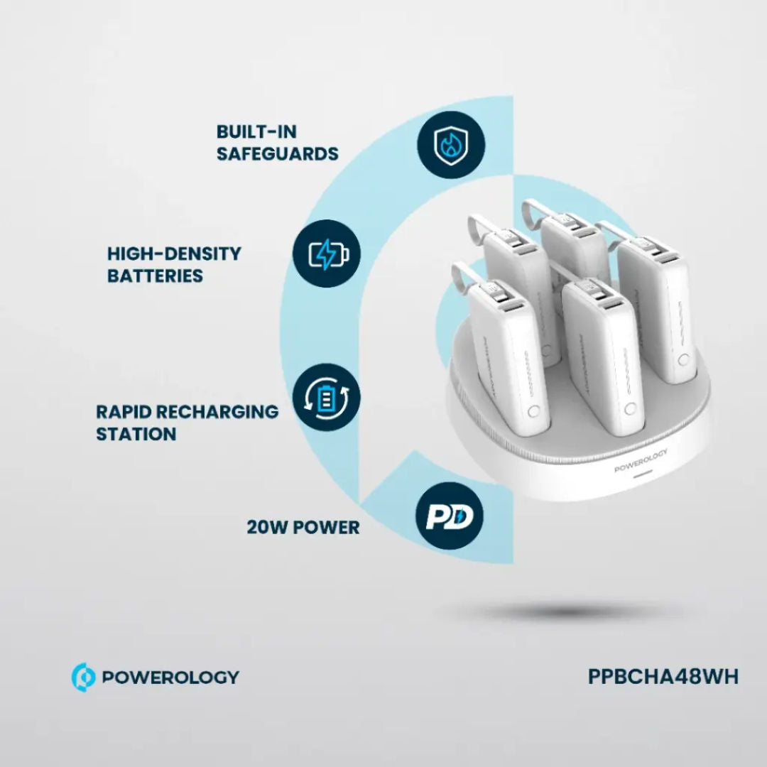 Powerology 5-in-1 10000mAh Power Bank Station