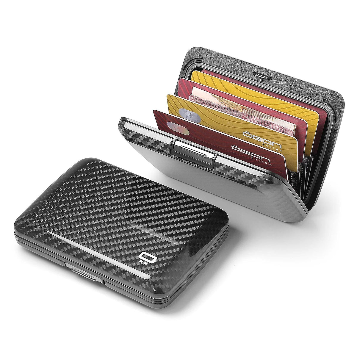 Ogon Oslo Aluminum Wallet Small Case Card Holder V2, Genuine Carbon Fiber Edition