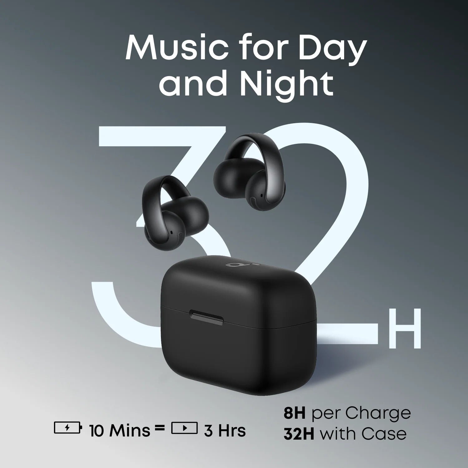 Anker Soundcore AeroClip Open-Ear Clip-On Earbuds, AI Calls, IP55, 32H Playtime
