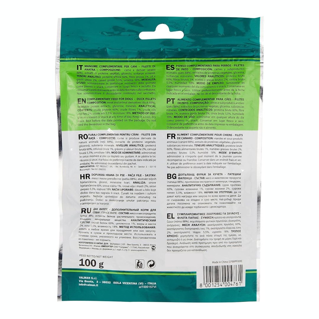 Padovan Dog Snack Duck Fillets, 100gm