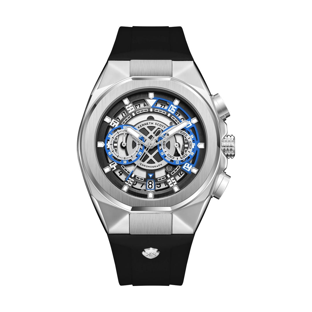 KENNETH SCOTT Men's Chronograph Black Dial Watch, K26103-SSBB Series