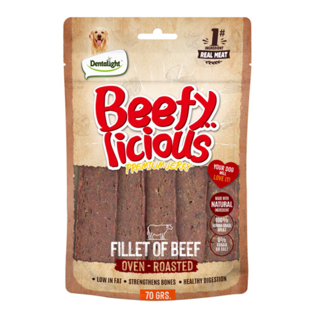 Dentalight Beefy Licious Jerky Treats For Dog, 70gm