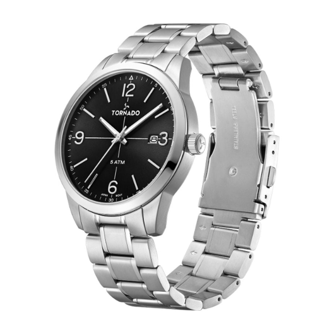 Tornado Men's Analog Black Dial Watch, T24007-Sbsb