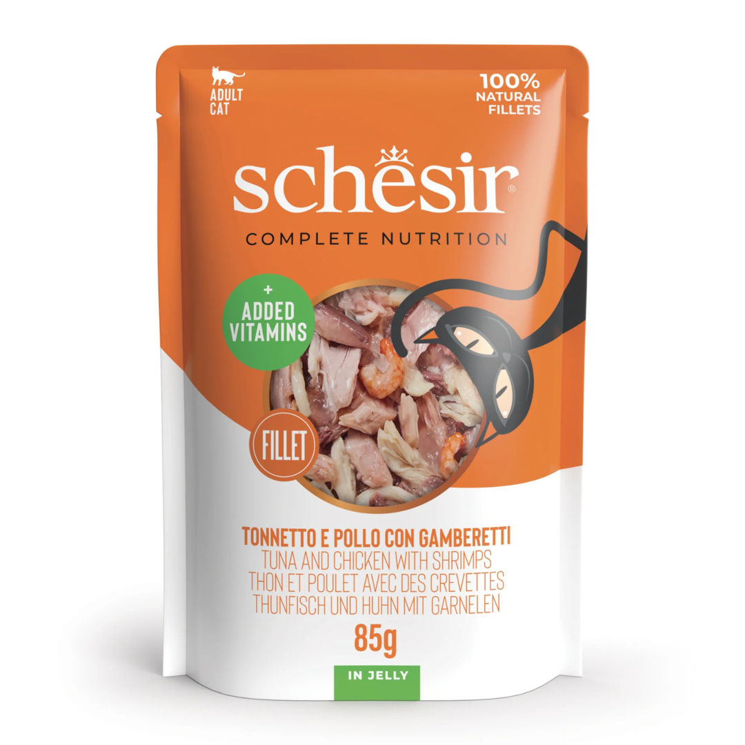 Schesir Complete & Balanced Nutrition Wet Cat Food in Jelly Pouch, 85g