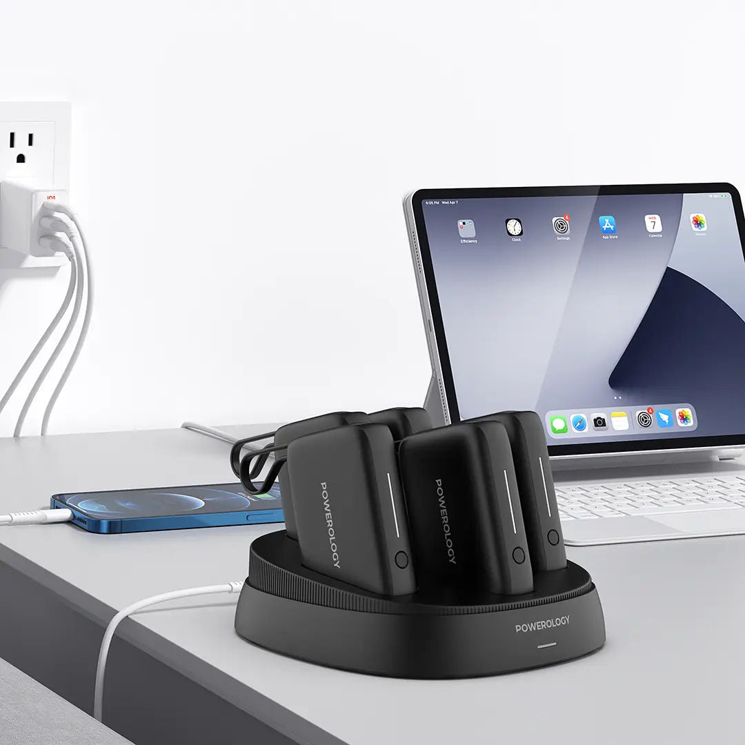 Powerology x 5 10000mAh Power Bank Station, Black