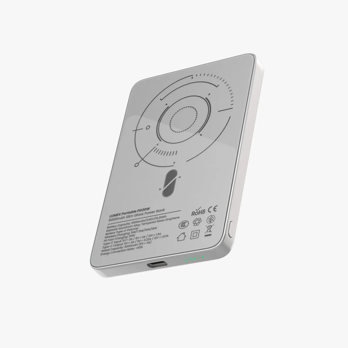 Levelo Lumex Slim Magnetic 5000mAh Power Bank, MagSafe-Compatible
