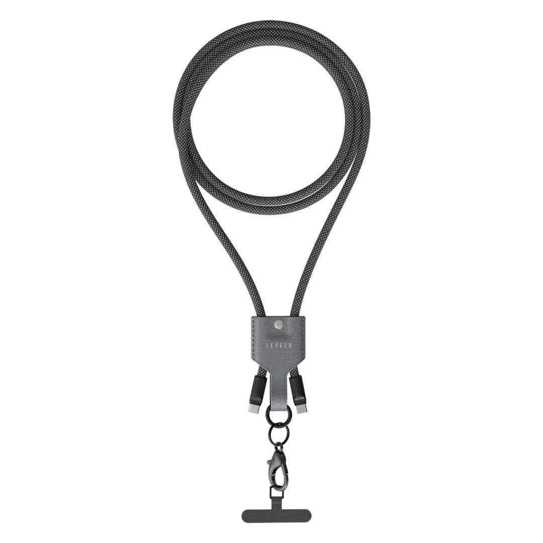 Levelo Tugo Type C to Type C 60W Lanyard Cable, Gray