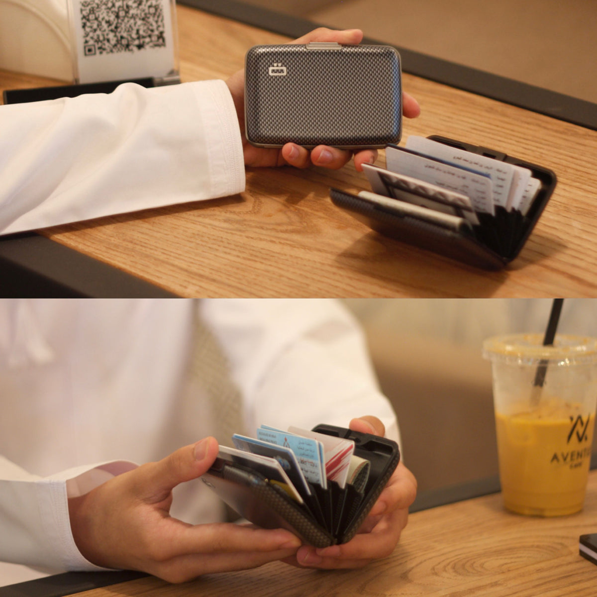 Ogon Aluminum Wallet Small Case V1, Carbon Square Effect Print
