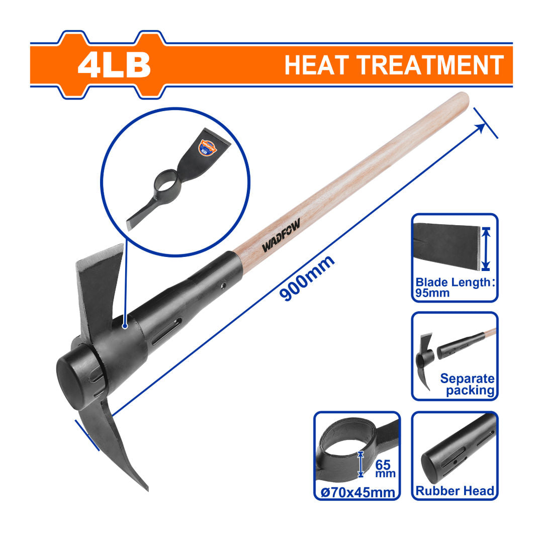 WADFOW Pick Mattock With Wooden Handle