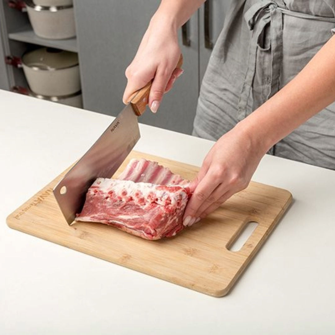 NAVA Stainless Steel Butcher Knife Terrestrial With Wooden Handle, 30cm